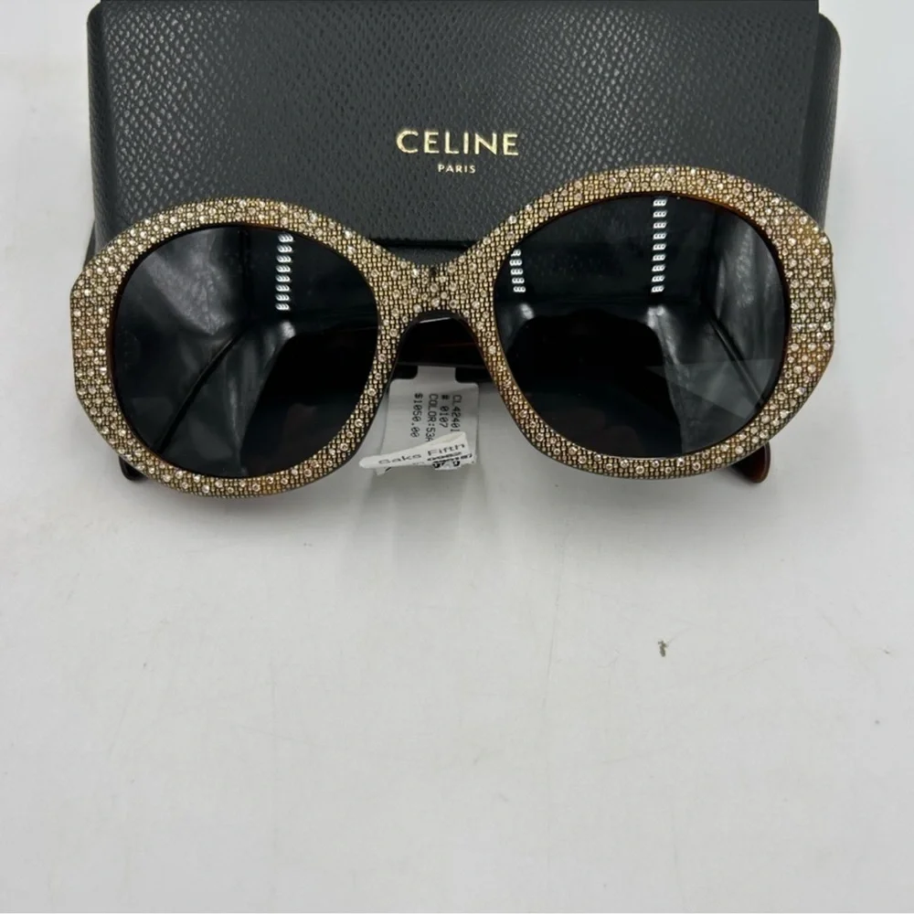 Women’s Celine Havana brown crystal sunglasses made in Italy